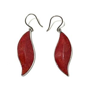 Sterling Silver 925 Red Sponge Coral Earrings
